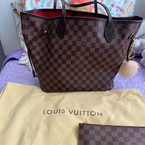 Neverfull MM Damier ebene red interior